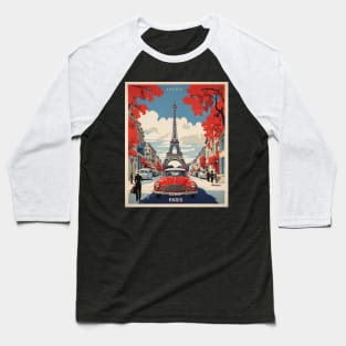 Paris Eiffel Tower France Vintage Poster Tourism 3 Baseball T-Shirt